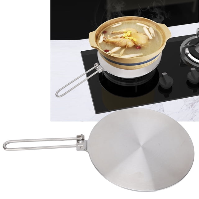 Plaque de Diffusion de Chaleur, Plaque de Transfert de Chaleur pour Cuisinière à Induction en Acier Inoxydable avec Poignée pour Usage Domestique