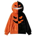 thumbnail image 6 of FYDUU Halloween Hoodies for Women Festive Pumpkin Hoodie Sweatshirts Color Block Soft Comfy Fuzzy Pullover Tops Fall Winter Clothes, 6 of 6