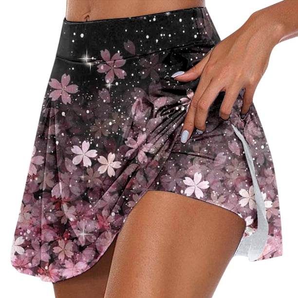 Gibobby faldas aesthetic Falda estampada de entrenamiento informal diario para mujer Tenis Yoga Deporte Falda Pantalones cortos Falda(Rosa, L)