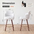 thumbnail image 3 of HomeZeer 26" Swivel Bar Stools Set of 2, White PU Leather with Back & Footrest, Solid Wood Legs Anti-Slip Base, Counter Height Stools for Kitchen Island, 3 of 10