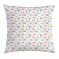 thumbnail image 1 of Elephant Throw Pillow Cushion Cover, Childish Jungle Wildlife Pattern Joyful Animal Characters Lovely Woodland Theme, Decorative Square Accent Pillow Case, 24 X 24 Inches, Multicolor, by Ambesonne, 1 of 2