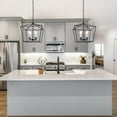 thumbnail image 2 of LNC 4-Light Matte Black and White Geometric Modern/Contemporary Cage Chandelier, 2 of 6