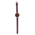 thumbnail image 3 of Women's Geneva Japanese Movement Stainless Steel Back Burgundy Faux Leather Slim Band Watch, 3 of 4