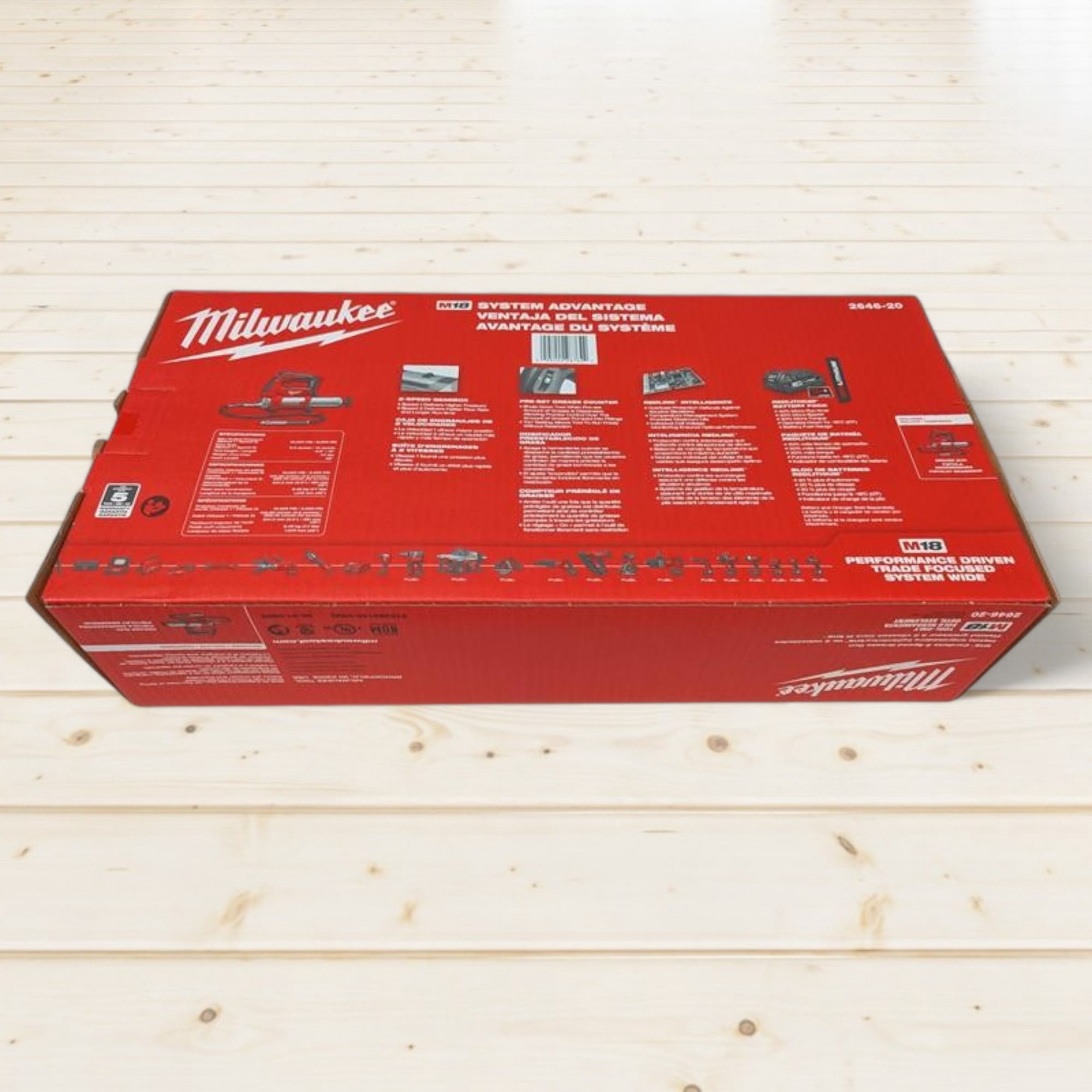 Milwaukee 2646-20 M18 Cordless 2-Speed Grease Gun – 10,000 PSI, Pre-Set Grease Counter, 48" Hose, LED Light, M18 Battery Compatible  (Bare Tool)