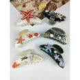 thumbnail image 3 of Sea Series Large Hair Claws Clip Diamond Starfish Conch Hair Clips Acetate Hair Accessories Handmade, 3 of 10