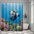 thumbnail image 3 of Shower Curtain Diving Panda Bathroom Curtains with Hooks, Waterproof Fabric Funny Animal Fish Coral Ocean Seafloor Bath Shower Curtains Set for Bathroom Bathtubs Decor 72x72 Inch, 3 of 9
