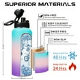 thumbnail image 3 of 32oz Water Bottles with Straw & Spout Lid, Paracord Handle, Strap Carrier Bag & Bottle Boot, Metal Water Bottles Keep Cold-48H Hot-24H, 3 of 8