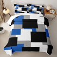 thumbnail image 2 of Castle Fairy Retro Offset Square Block Bed Spread Queen 3pcs,Minimalist Mosaic Queen Coverlet Set,Royal Gray Black,1 Quilt and 2 Pillowcases, 2 of 7
