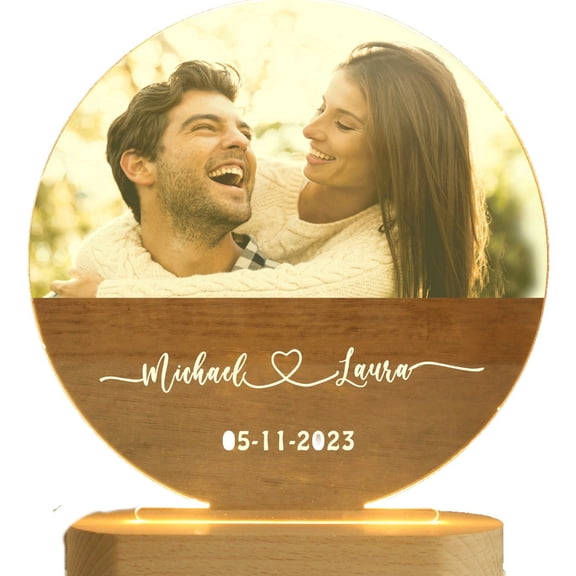 Personalized Couple Night Light, Custom Photo with Name LED Light, Anniversary Gift for Couple, Love Forever Gift Lamp, Valentine's Day Gift