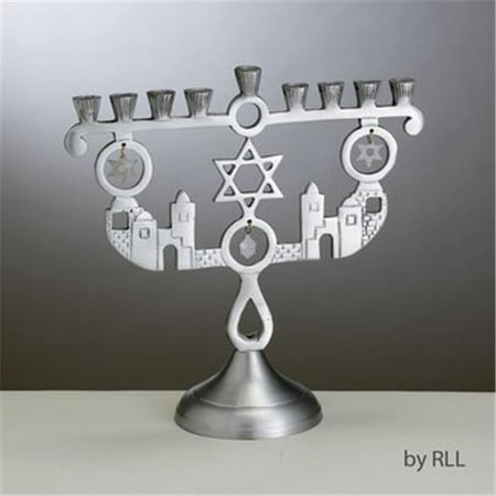 Judaica Kingdom RL-MG-5511 Metal Menorahs - Jerusalem Charms Aluminum Menorah