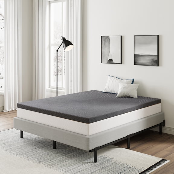 Arctus 3 inch Twin XL Memory Foam Mattress Topper, Black
