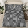 thumbnail image 2 of jejeloiu Modern Miners Games Full Size Sheets,Gray Pixelated Check Bed Sheets,Cartoon Gamepad Gaming Sheet Sets For Boys Teens,Ultra Soft Home Decor,4pcs, 2 of 7