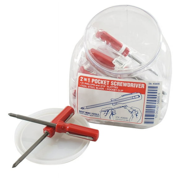 Best Way Tools 2-in-1 Pocket Clip Multi-Bit Screwdriver (24pc disp) B58695