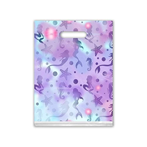 9x12 (100) Mermaids Under the Sea Designer Retail Boutique Merchandise Bags With Handles Premium Printed Shopping Bags