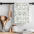 thumbnail image 2 of Sage Green Flower Kitchen Towel Dish Cloths Set of 2, Microfiber Soft Kitchen Hand Towels, Vintage Farmhouse Boho Leaf Spring Absorbent Quick Drying Dishcloths 18 x 28 Inches, 2 of 8