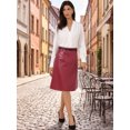 thumbnail image 2 of DARING DIVA Women A-Line High Waist PU Faux Leather Belted Midi Skirt S Wine Red, 2 of 6