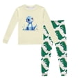 thumbnail image 2 of Pyjama pour Garçons, Enfants, Dinosaure Imprimé, Col Rond, Manches Longues, Haut et Pantalon, Ensemble de Pyjama 2 Pcs Printemps Automne, Pyjamas pour Enfants, Beige, 7 Ans-8 Ans, 2 of 5