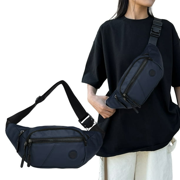 Bolso bandolera de nailon impermeable para hombre, ligero, tipo bandolera, con puerto para auriculares | Bolsa multifuncional para deportes al aire libre, ocio y viajes