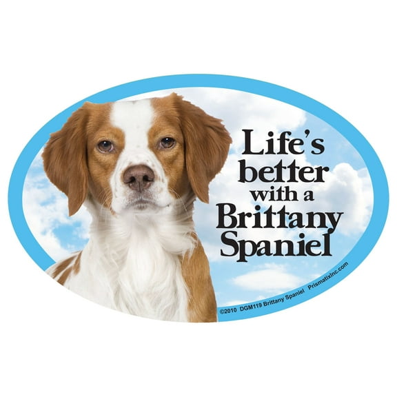 Prismatix Brittany Spaniel Oval Dog Magnet for Cars