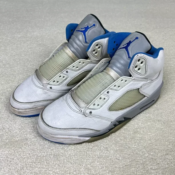 Ni - ke Air Jordan 5 Retro Stealth 2.0 Mens 9 White Blue Shoes Sneakers DD0587-140
