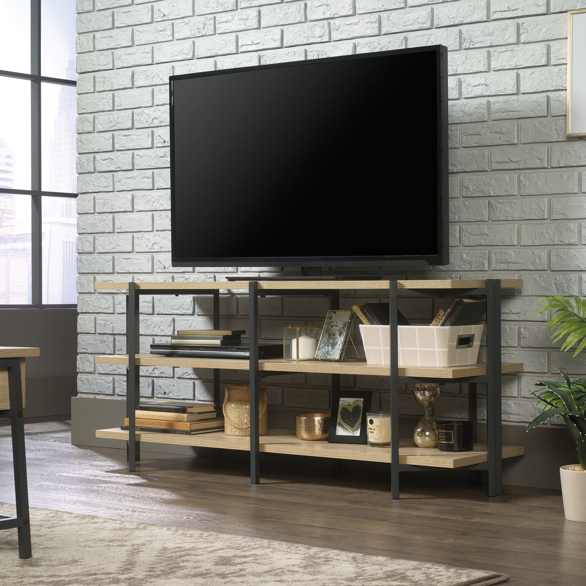Curiod TV Stand for TVs up to 54", Charter Oak Finish