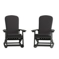 thumbnail image 2 of Merrick Lane All-Weather Black Polyresin Adirondack Rocking Chair with Vertical Slats and Gray Weather Resistant Cushions, 2 of 15