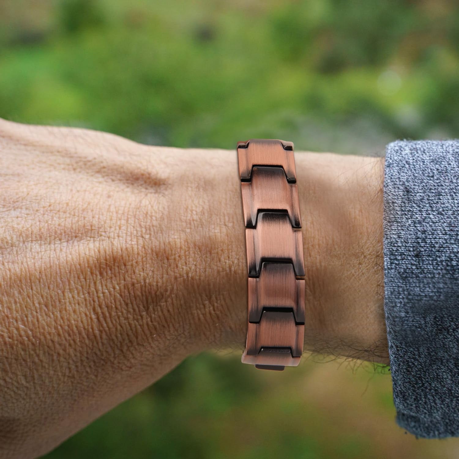 Wollet Copper Magnetic Bracelet for Men, 99.9% Pure Copper Jewelry with Magnets, Set of 2
