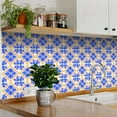 thumbnail image 2 of Mi Alma Vinyl Peel and Stick Flower L03 Backsplash Tile Stickers Easy To Install , Blue/Orange, 4" x 4" (24-Pack), 2 of 10