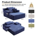 thumbnail image 2 of PUKNLY 60" Oversized Chaise Lounge Chair, 70" Boneless Corduroy Cloud Couch with 4 Pockets, 3 Pillows & 2 Cup Holders, Deep Seat Sleeper Sofa Bed for Living Room Bedroom Apartment, No Assembly,Blue, 2 of 9