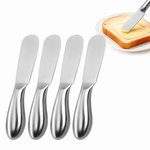 Stainless Steel Butter Spreader Knives Set of 4, Multipurpose Flat Spatula for Jam, Cream Cheese, Pastry, Charcuterie Prep