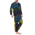 thumbnail image 2 of Balery Cute Blue Frog Pijama para Hombre de Dos Piezas con Manga Larga, Conjunto de Dormir y Descanso Suave con Bolsillos-Small, 2 of 7