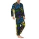thumbnail image 2 of Balery Cute Blue Frog Pijama para Hombre de Dos Piezas con Manga Larga, Conjunto de Dormir y Descanso Suave con Bolsillos-Small, 2 of 7