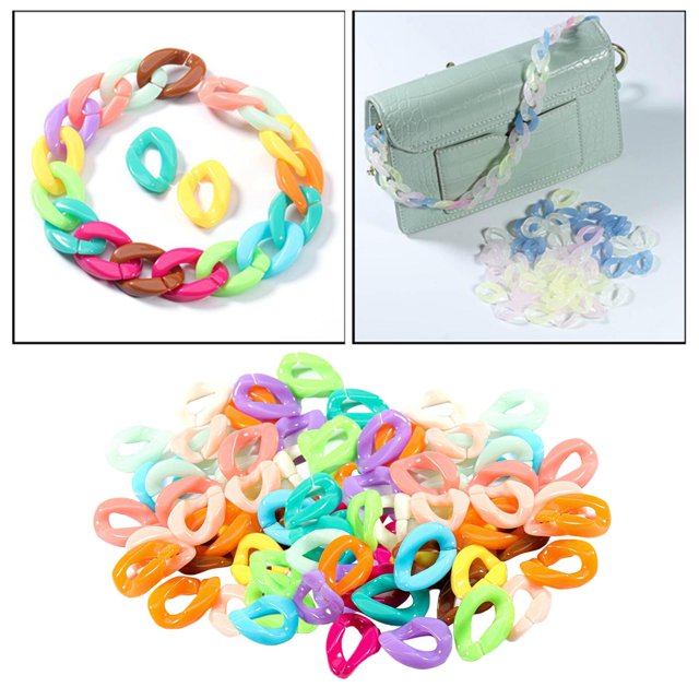 100 piezas de eslabones de cadena de acrílico abierto cadena de gafas DIY máscara cordón soporte para el cuello pieza de fabricación de joyas s Macarena cadena de fabricación de collar