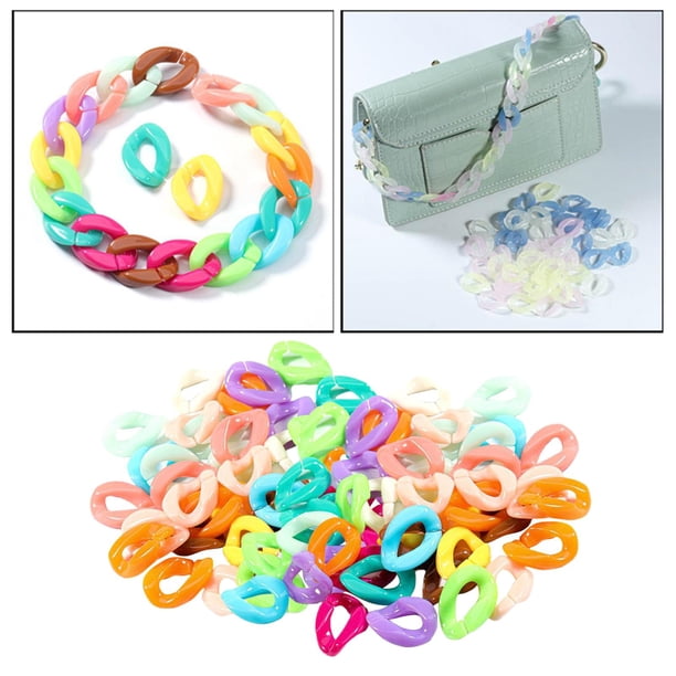 100 Piezas de Eslabones de Cadena de Acrílico Abierto Cadena de Gafas DIY Máscara Cordón Soporte para El Cuello Pieza de Fabricación de Joyas S Soledad cadena de fabricación de collar