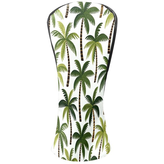 Golf Club Covers, Palm Tree While Premium PU Leather Driver Hybrid Putter Head Covers with Velvet Lining, Waterproof Golf Gifts for Men Women
