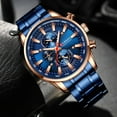 thumbnail image 3 of New Chronograph Quartz Men's Blue Watch CURREN Stainless Steel Business Wristwatch Luxury Relogio Masculino Male Brand Watches, 3 of 5