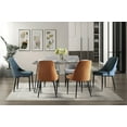 thumbnail image 4 of Modern Design Velvet Fabric Gray Side Chairs Set of 2 Metal Legs Black Finish Stylish Chairs, 4 of 5