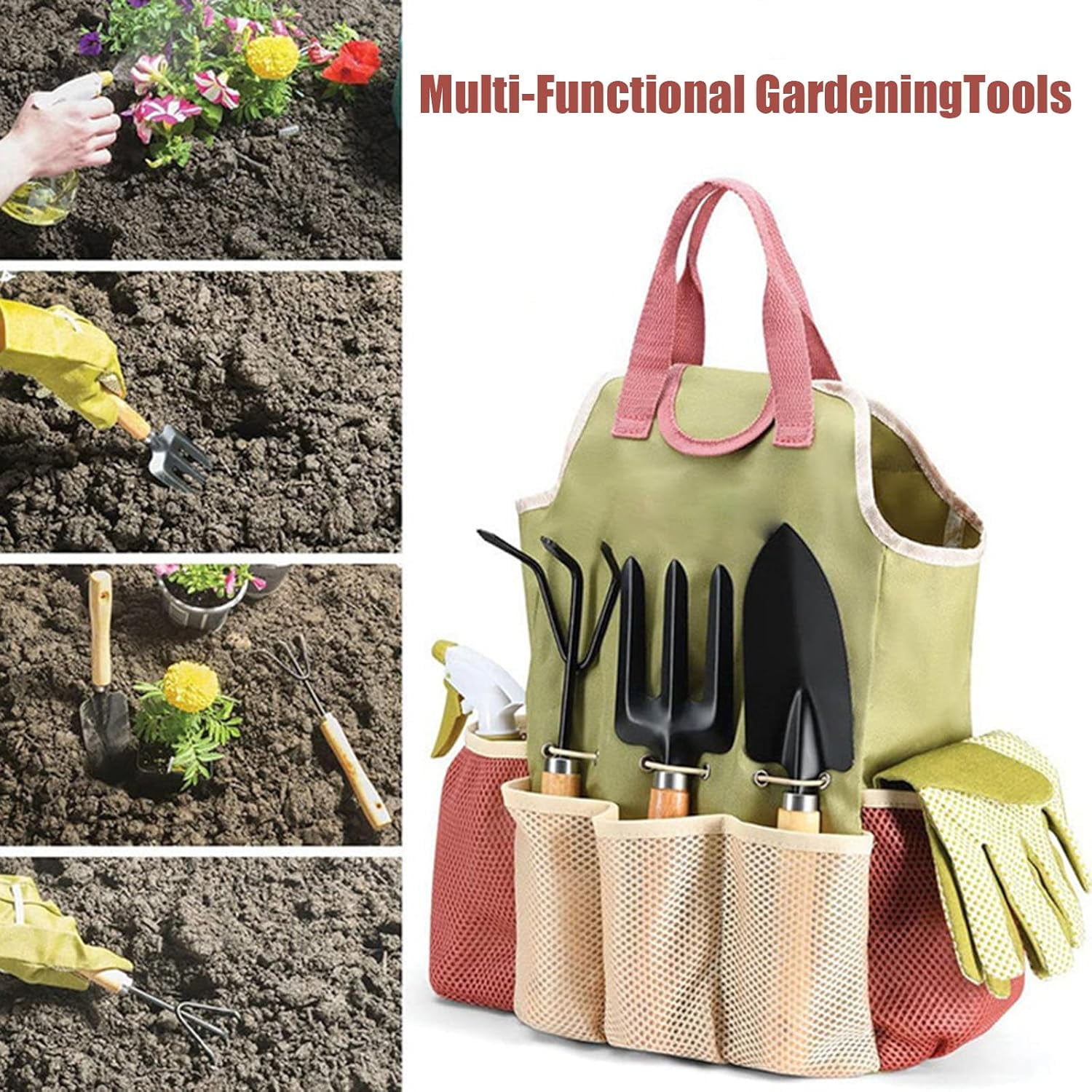 Gardening Hand Tools - 9-Piece Planting Equipment Kit, Multifunctional Planting Equipment, Outdoor Plant ing Accessories,for Digging Garden Lawn Backyard Trimming Pruning Weeding