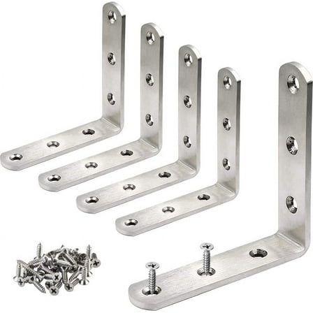 Nvzi 5 Pcs Stainless Steel Corner Brace L Bracket 3 x 3 inch Heavy Duty Corner Bracket 90 Degree Joint Right Angle Bracket for Wood with Screw