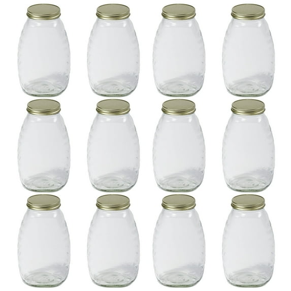 Open Box Little Giant 32 oz Honey Glass Skep Jar w/ Airtight Lid (12 Pack)