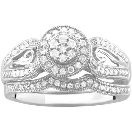 1/3 Carat T.W. Diamond Bridal Set in Argentium Silver
