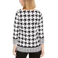 thumbnail image 2 of Charter Club Women's Petite Button-Shoulder Houndstooth Top Black Size Medium, 2 of 3