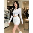 thumbnail image 7 of Women Bodycon High Waist Stretchy Mini Skirt Office Solid Color White, 7 of 7
