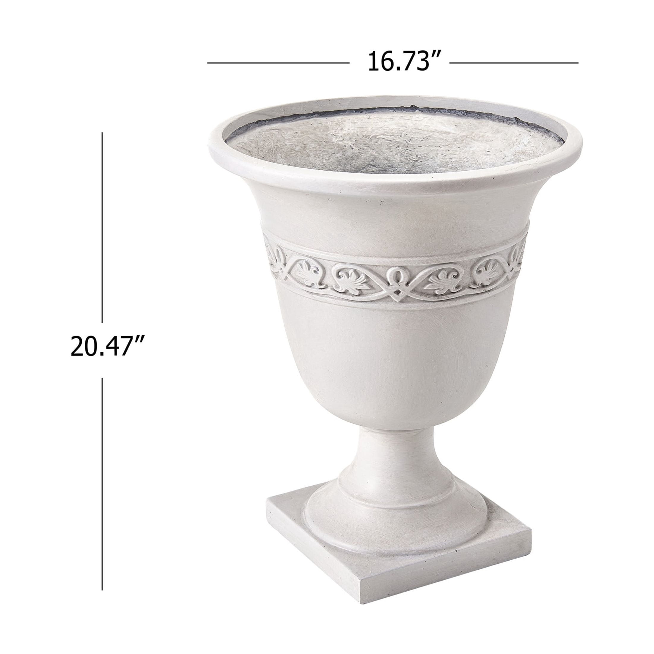 Christopher Knight Home 20.47"H Classic Outdoor MGO Planter with Drainage Hole, Antique White, Set of 2