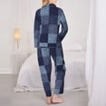 thumbnail image 5 of Kll Blue Gingham Buffalo Check Print Women'S Long Sleeve Pajamas With Pants Sleepwear Loungewear 2 Set-X-Large, 5 of 9