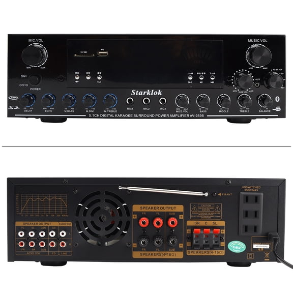 3000W Peak Stereo HiFi Power Amplifier 5.1 Channel High-Power Subwoofer
