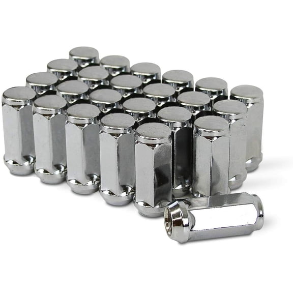 24 Chrome Bulge Acorn Lug Nuts 2" Compatible with Chevy Compatible with GMC Silverado Sierra 1500 14x1.5