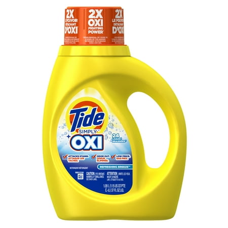 Tide Simply Plus Oxi Liquid Laundry Detergent, Refreshing Breeze, 37 oz ...