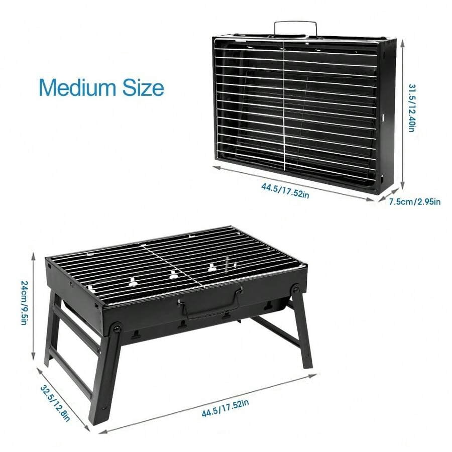Barbecue Grill, Charcoal Grill Folding Portable Lightweight Barbecue Grill Tools For Outdoor Grilling Cooking Camping Hiking Picnics Tailgating Backpacking Party (Medium)