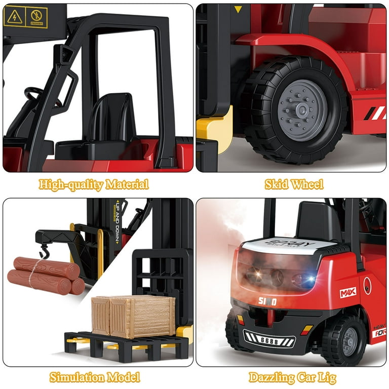 Fisca Remote Control Forklift Truck, 2 in 1 Transform Lift Fork & Hook, Remote Control Crane, 11 Channel Full Function Forklift RC Construction Toys